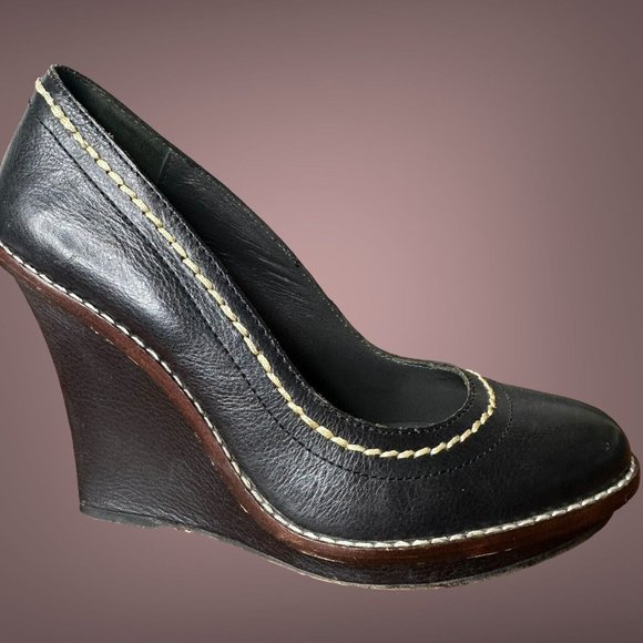 True Religion|Womens|Wedge Heels Shoes|Size 8.5|Black|100% Leather|Platform - Picture 7 of 15